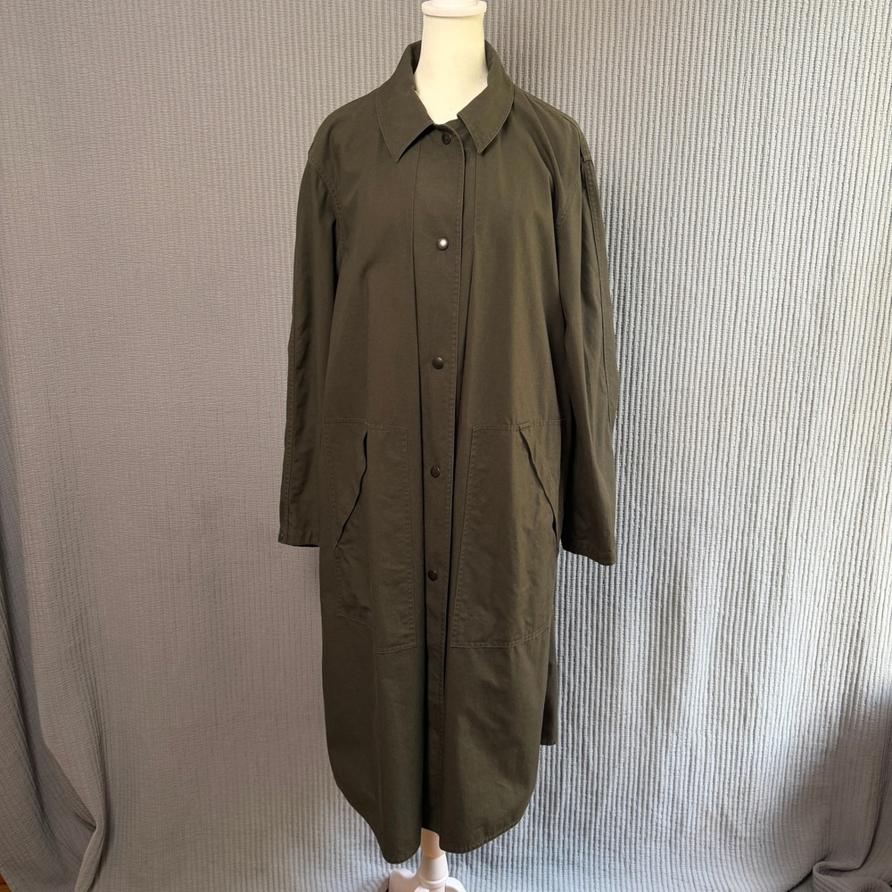 Ripstop Japanese Style Trench Coat Everyday L Olive Green Minimalist Oversized